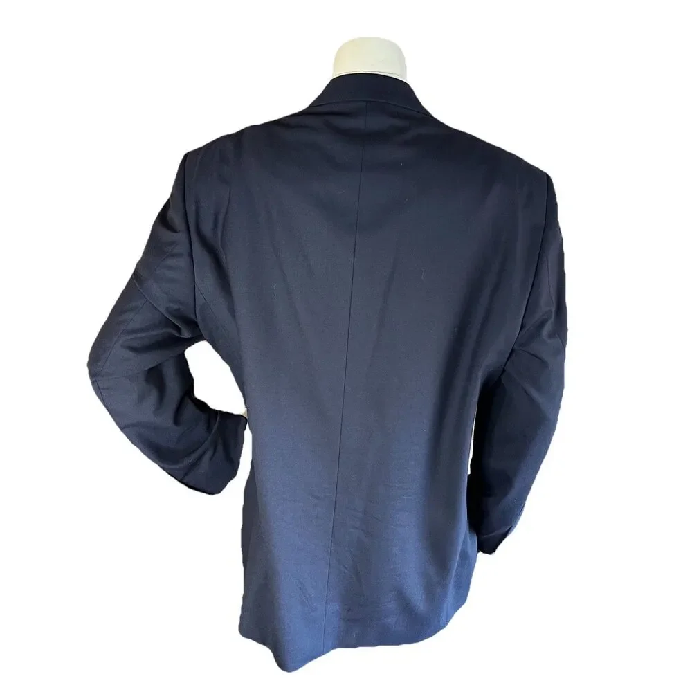 Dario di Napoli Mens 50R Wool Blazer Italy Navy Blue Gold Button Sport Coat NWoT